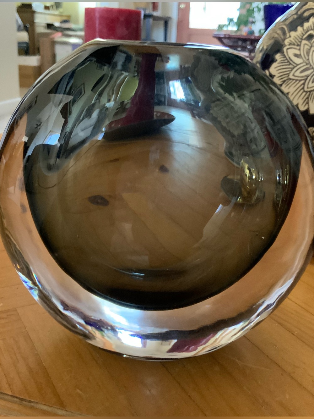Modern Glass Vase Hand Blown Grey NEW